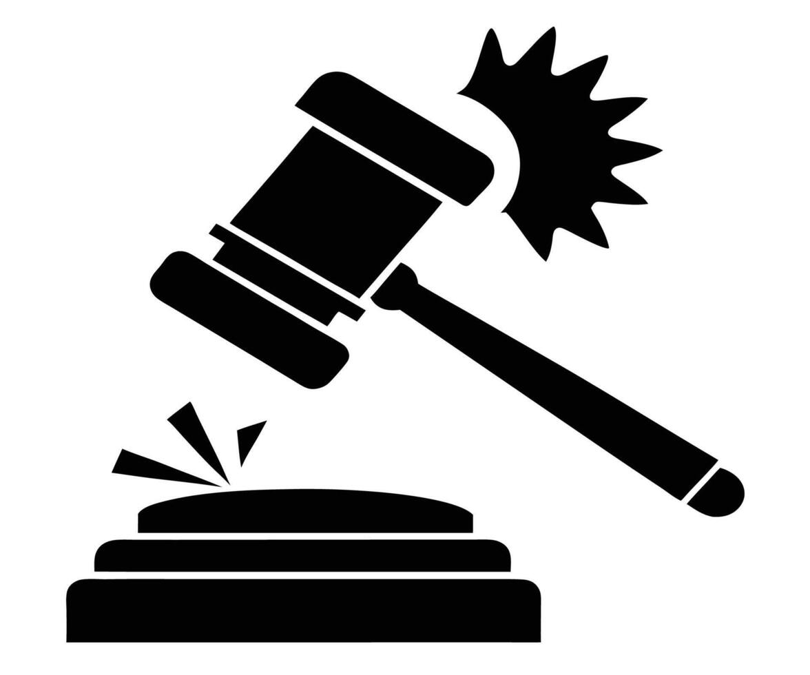 A judge gavel hitting a stone on a table vector
