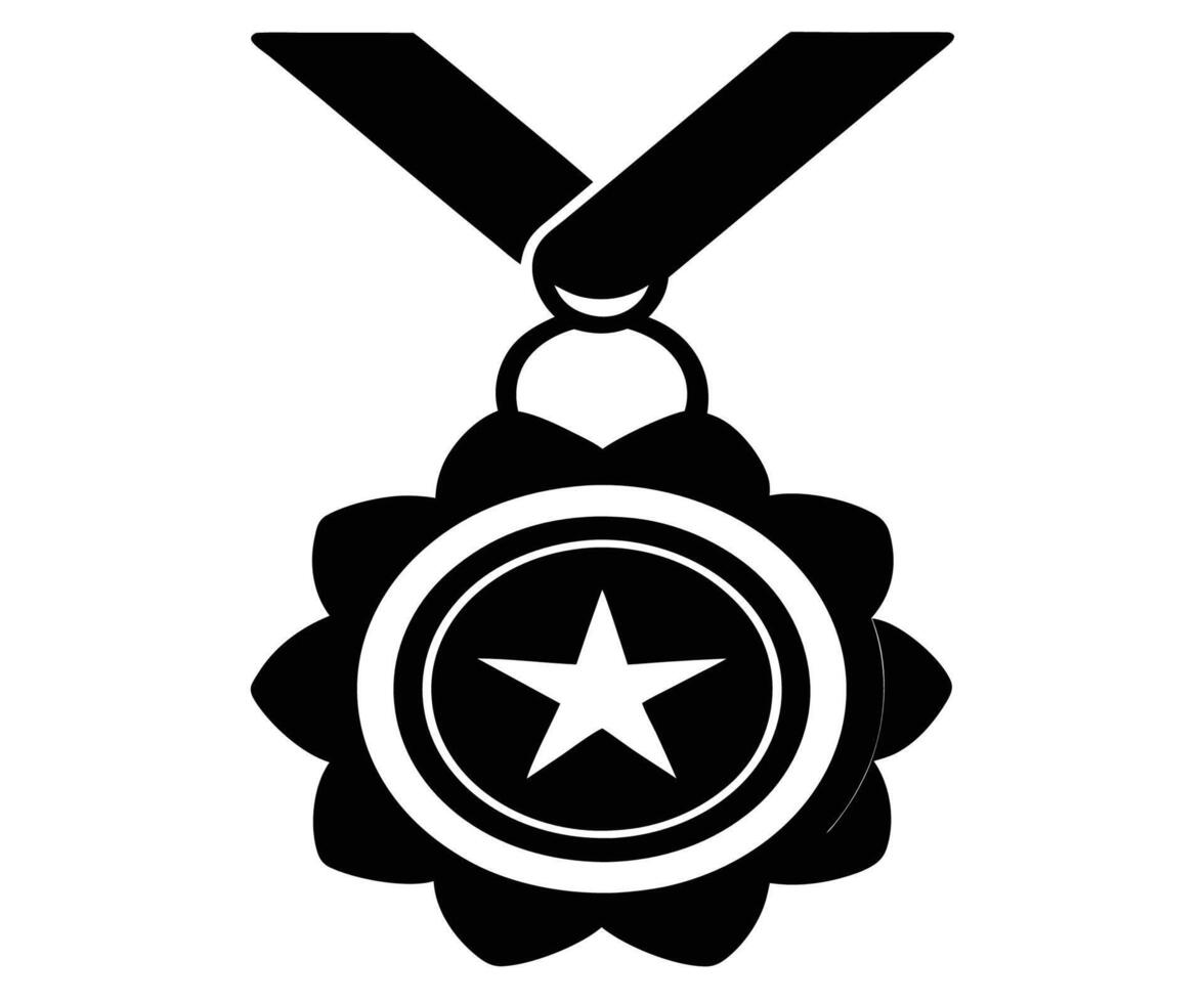 Black and white medal with star on it vector