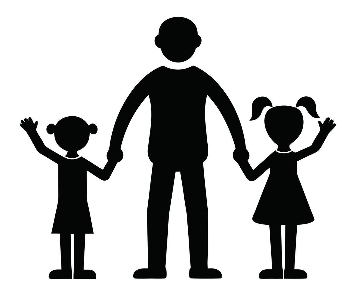 Silhouette of a family holding hands and standing together vector
