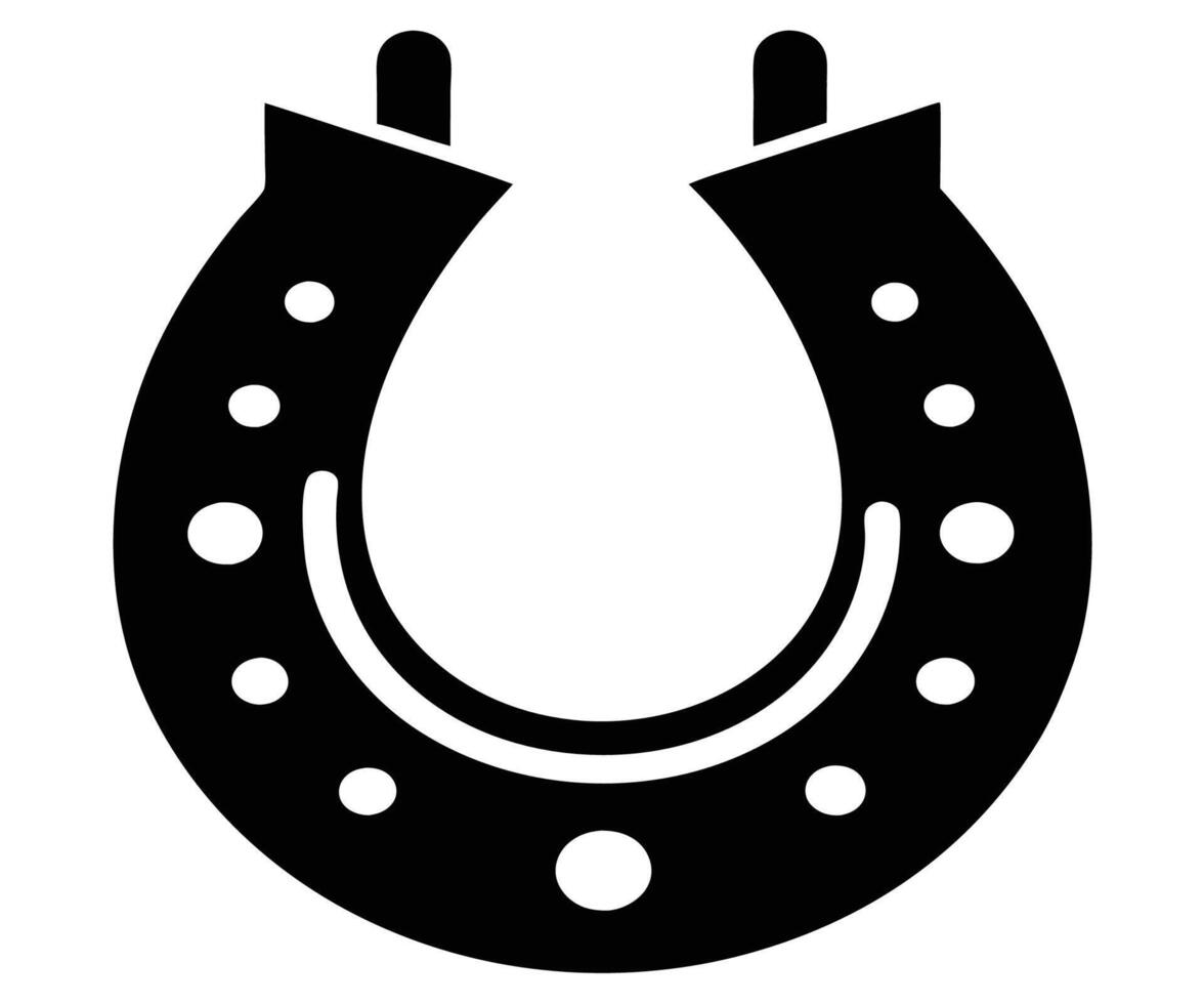 A black and white horseshoe icon on a white background vector