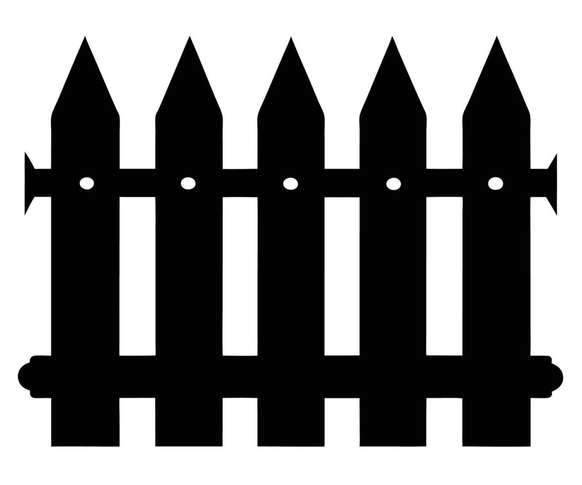 A black and white silhouette of a fence vector