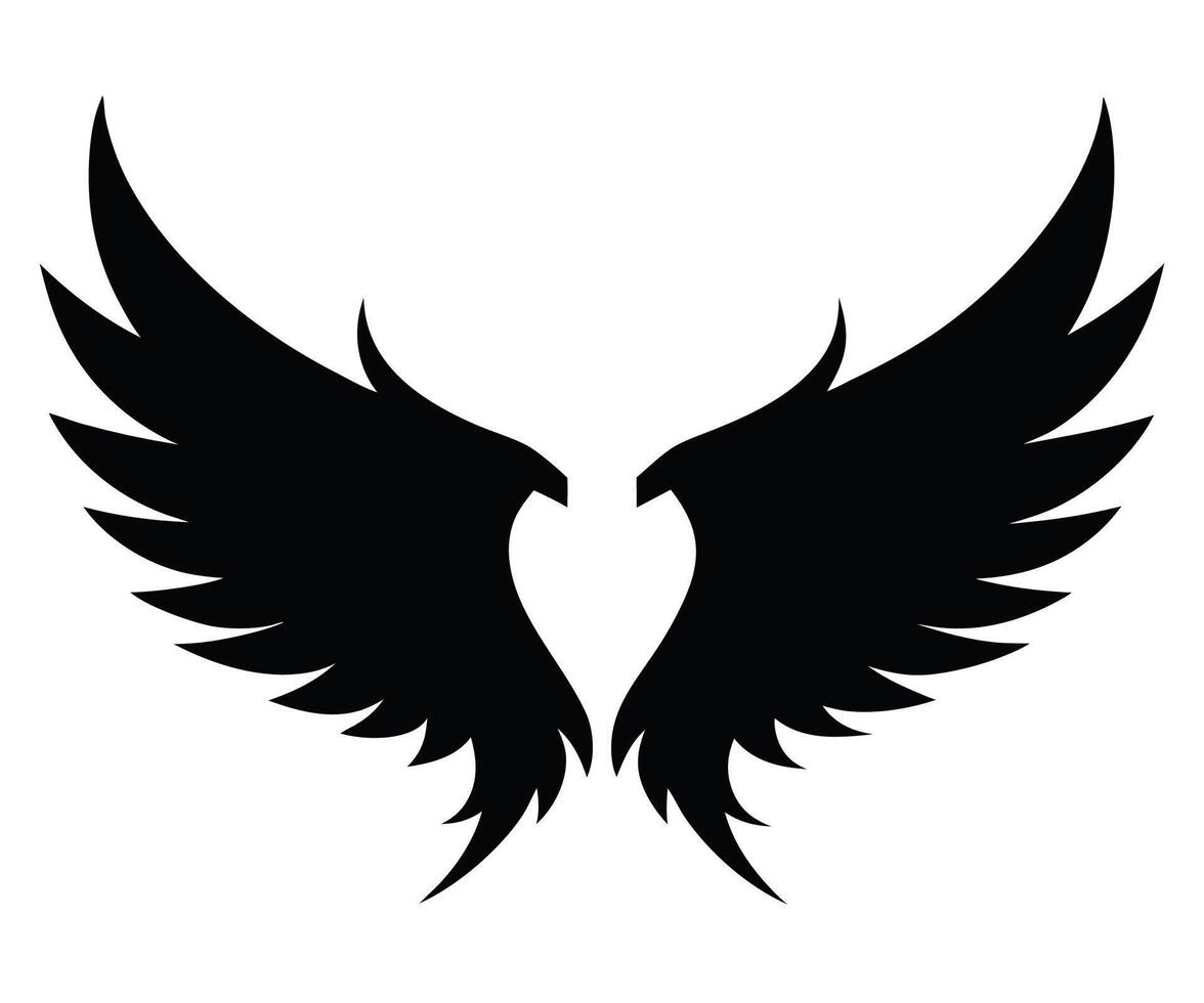 A black and white silhouette of a winged bird vector