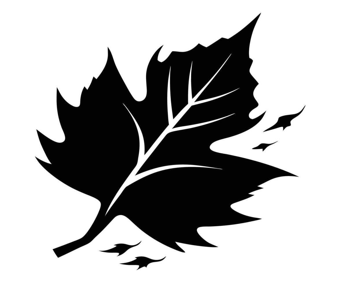 A black and white leaf silhouette on a white background vector