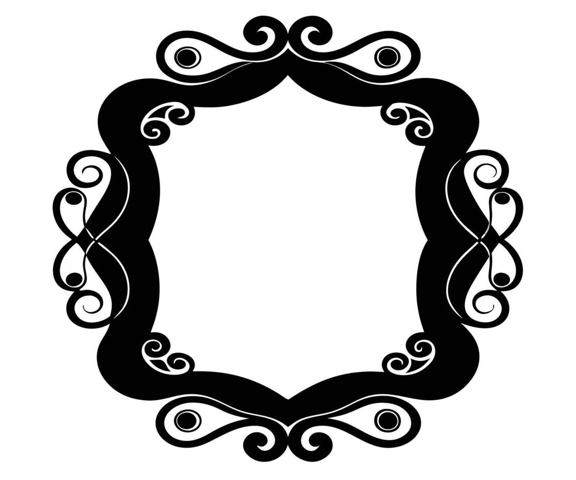 A black and white ornate frame with swirls vector