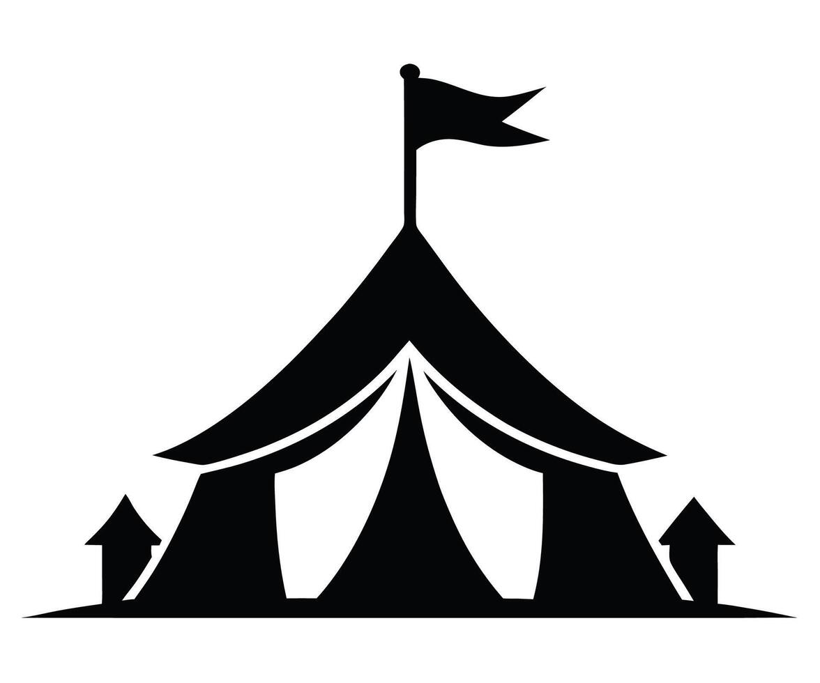 A circus tent with a flag on top vector