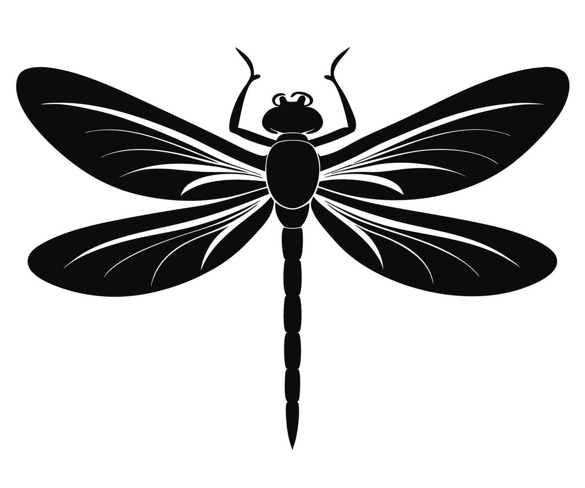 Dragonfly silhouette on white background vector