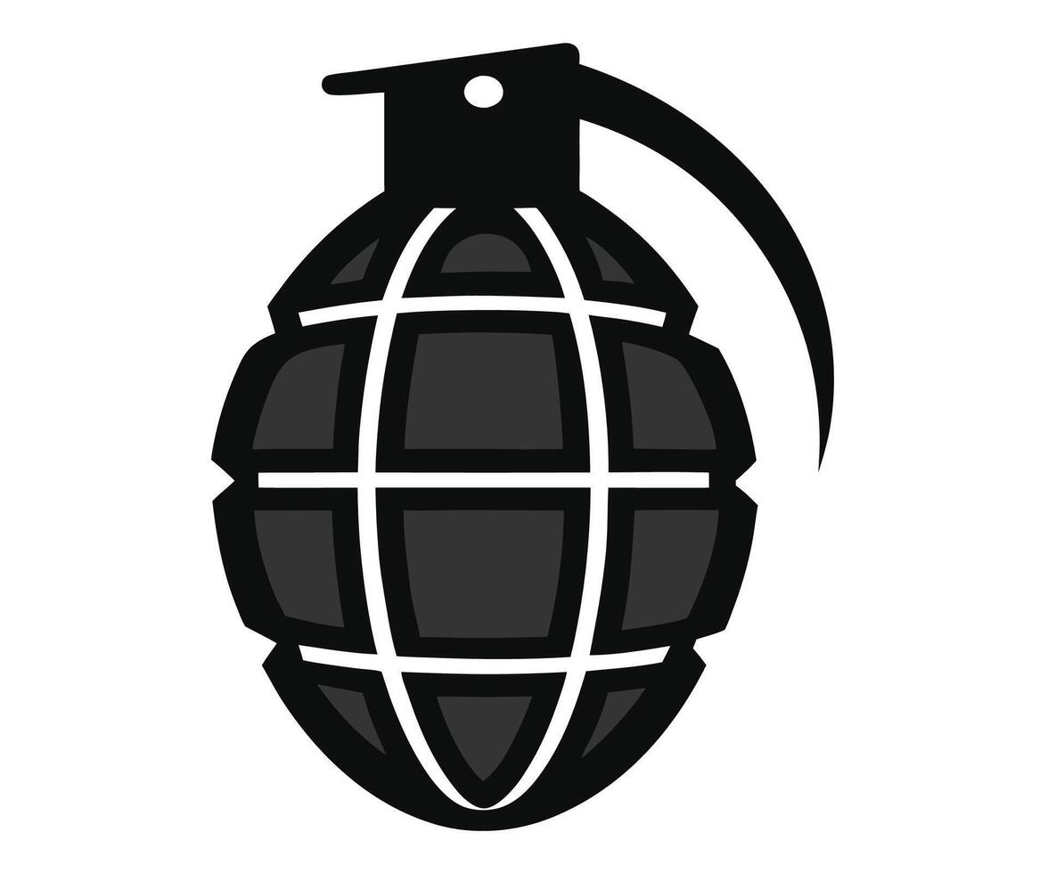 A black and white image of a grenade vector