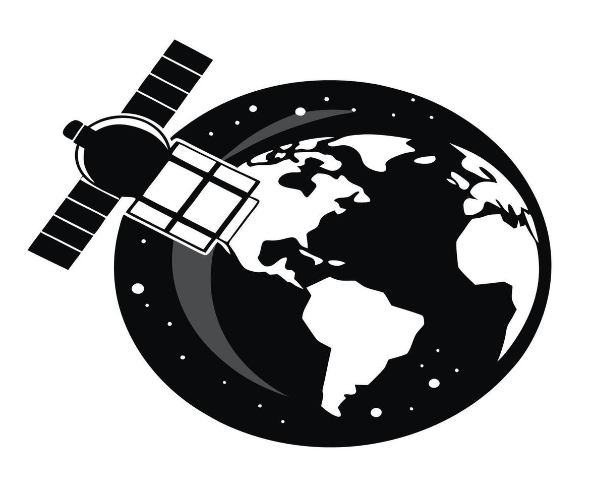 A satellite and earth globe with a satellite in the middle vector