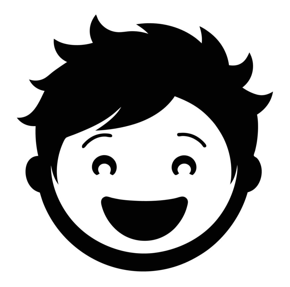 A black and white face with a smile vector