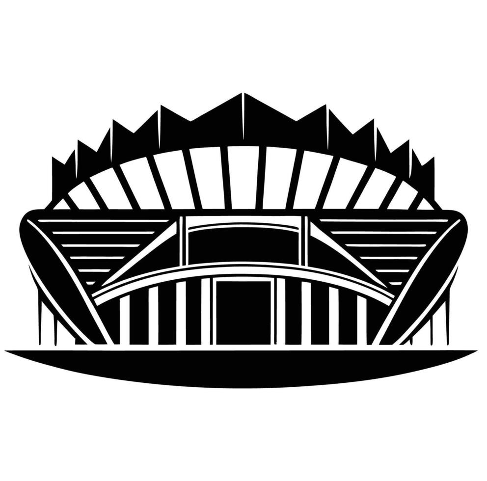 A black and white illustration of a stadium vector