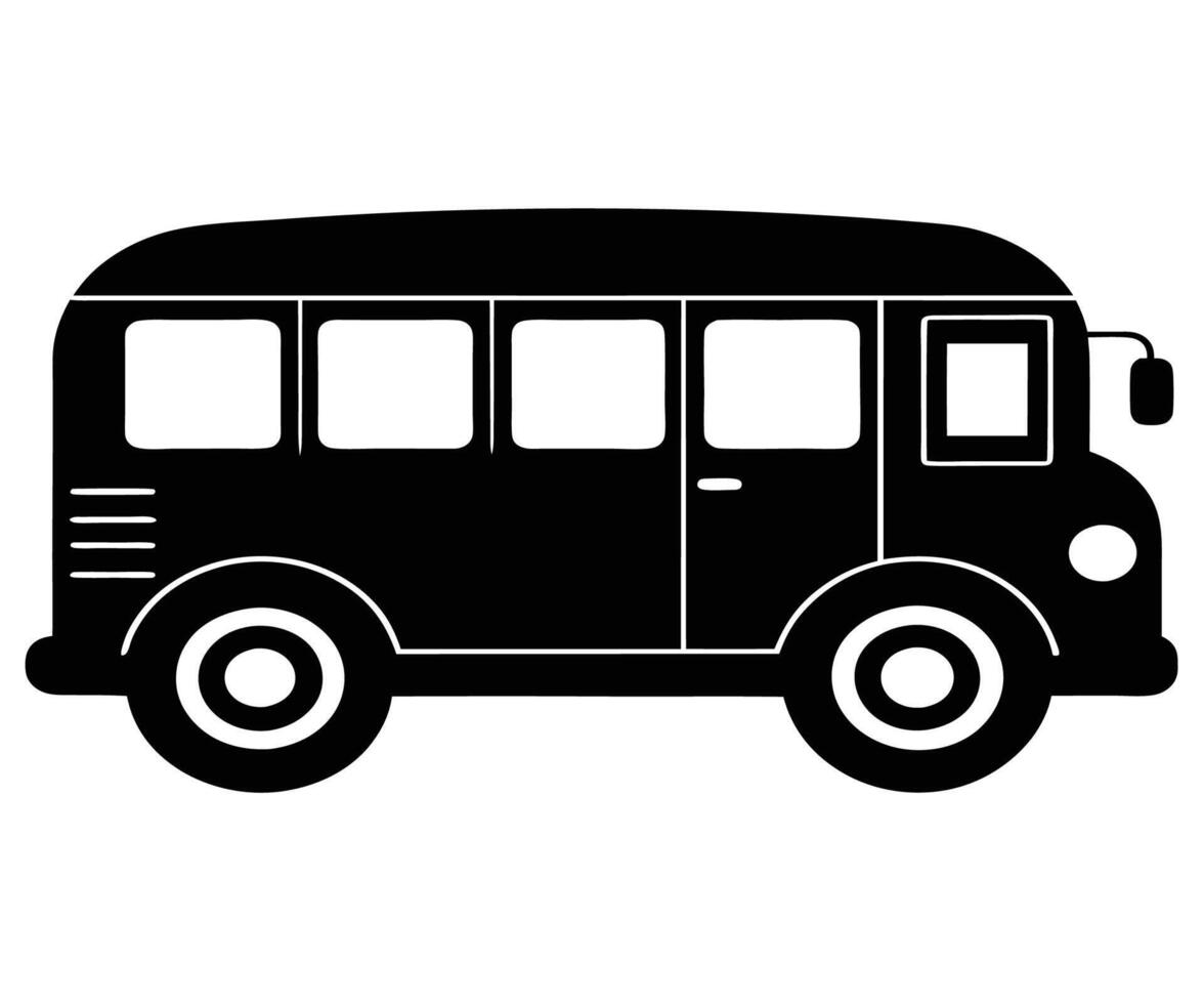 Black and white silhouette of a school bus vector