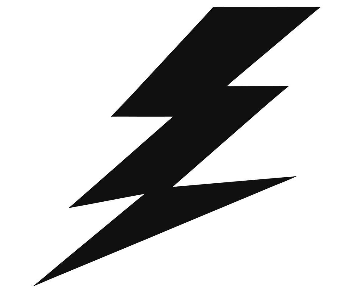 A black and white lightning bolt icon on a white background vector