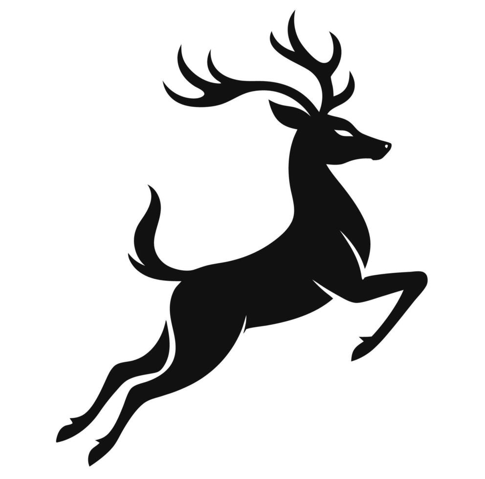 A black silhouette of a deer jumping vector