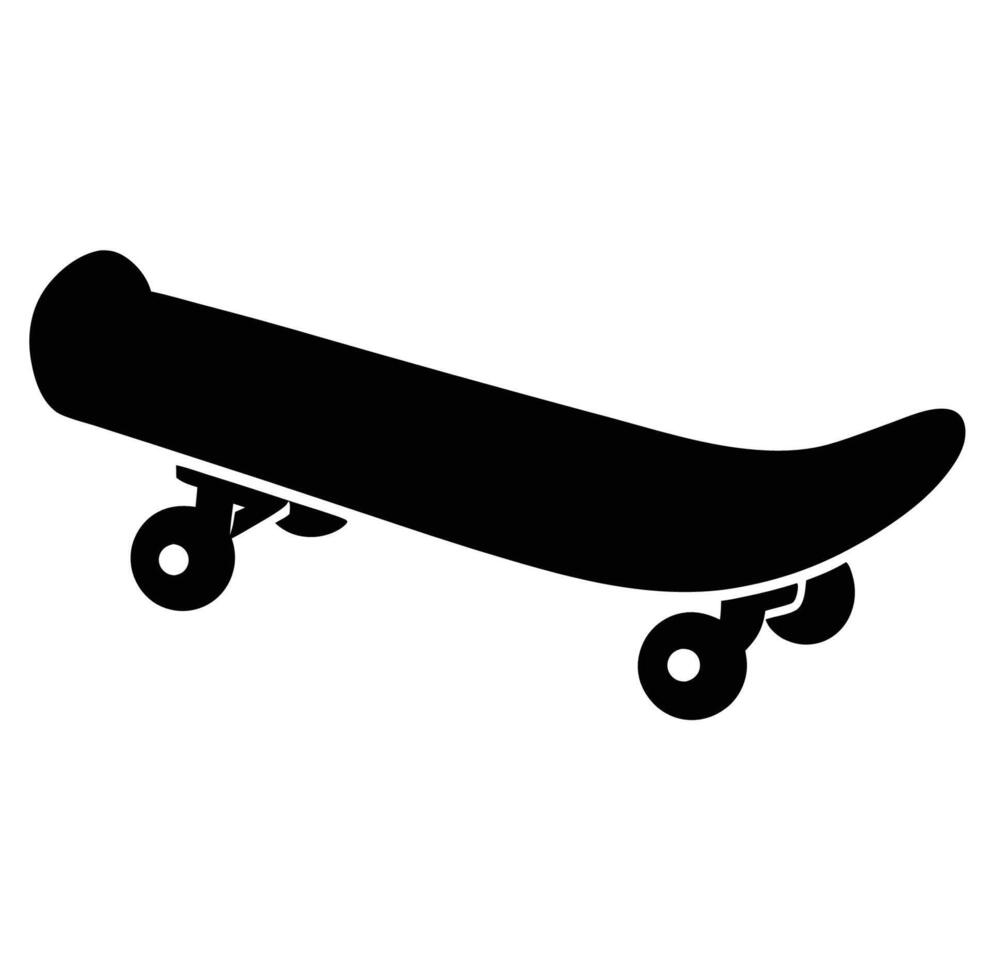 A black and white silhouette of a skateboard vector