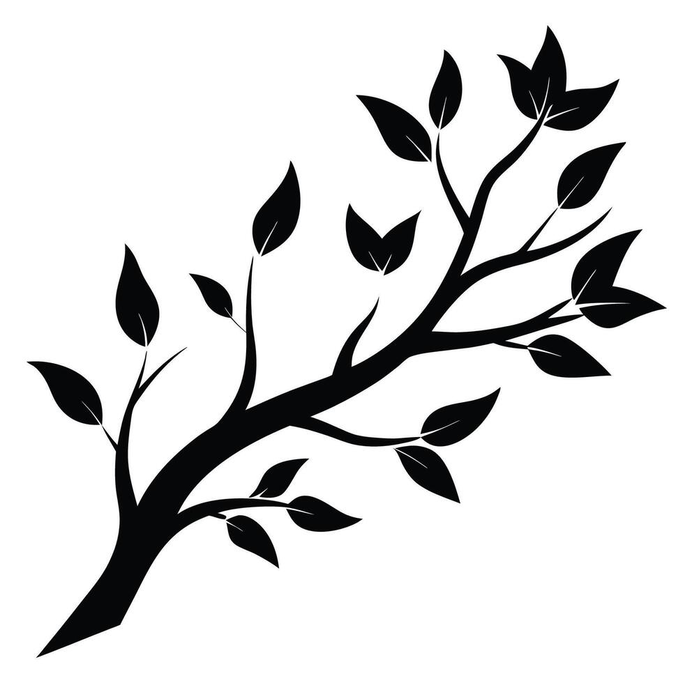 A black and white silhouette of a tree branch vector