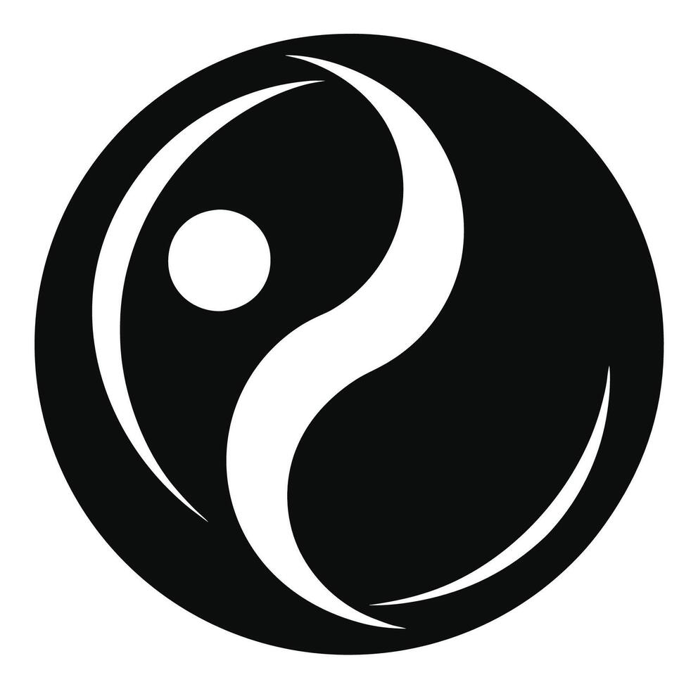 Yin yang symbol, black and white vector
