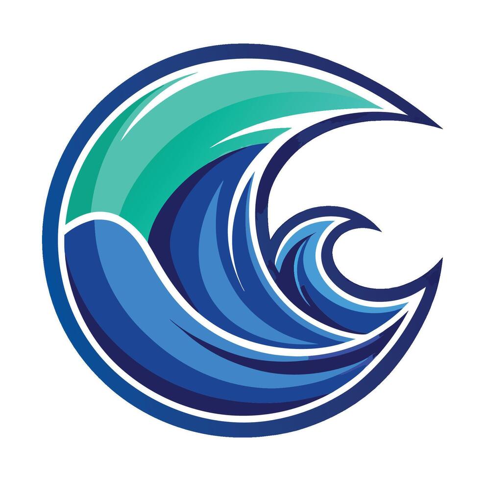 A blue and green wave logo vector