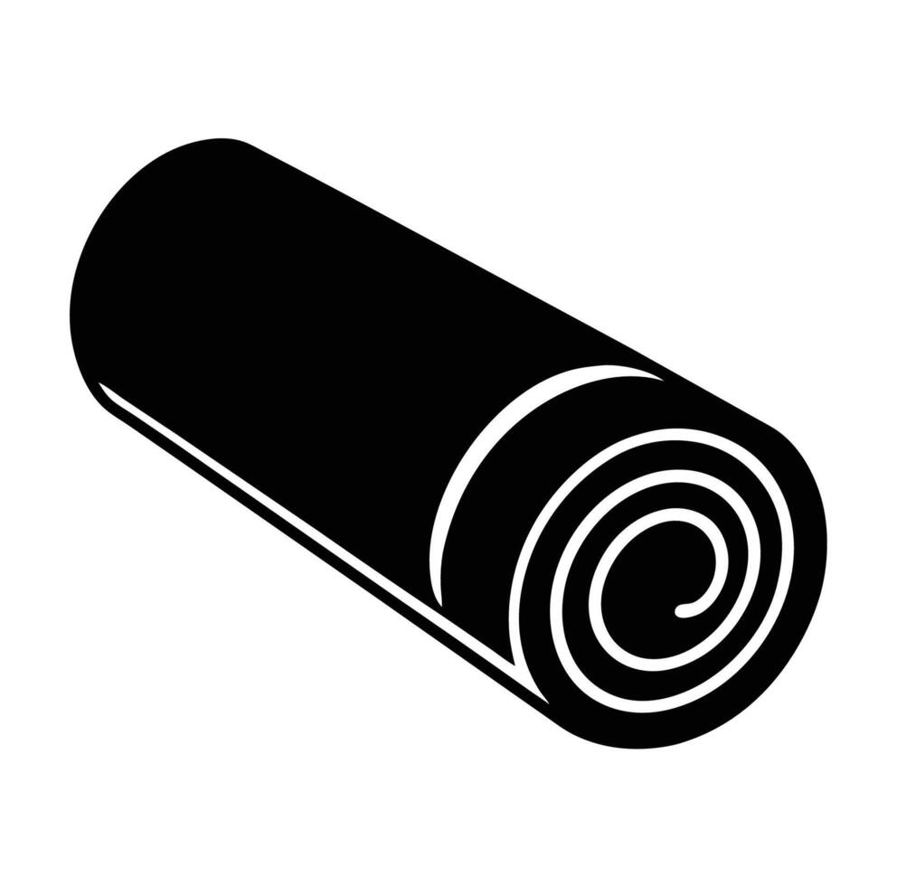 A black and white illustration of a rolled up towel vector