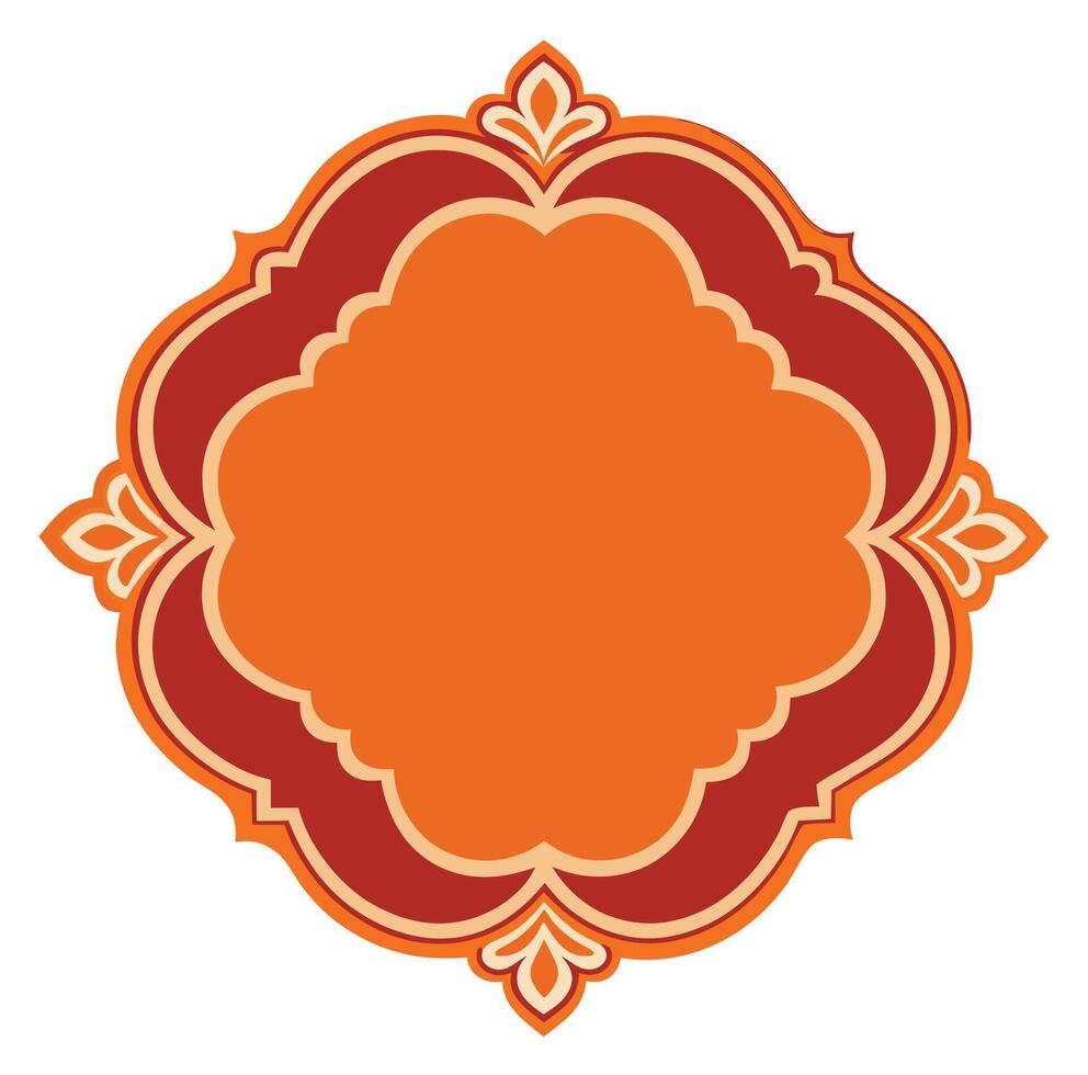 An orange and red ornate frame with a border vector