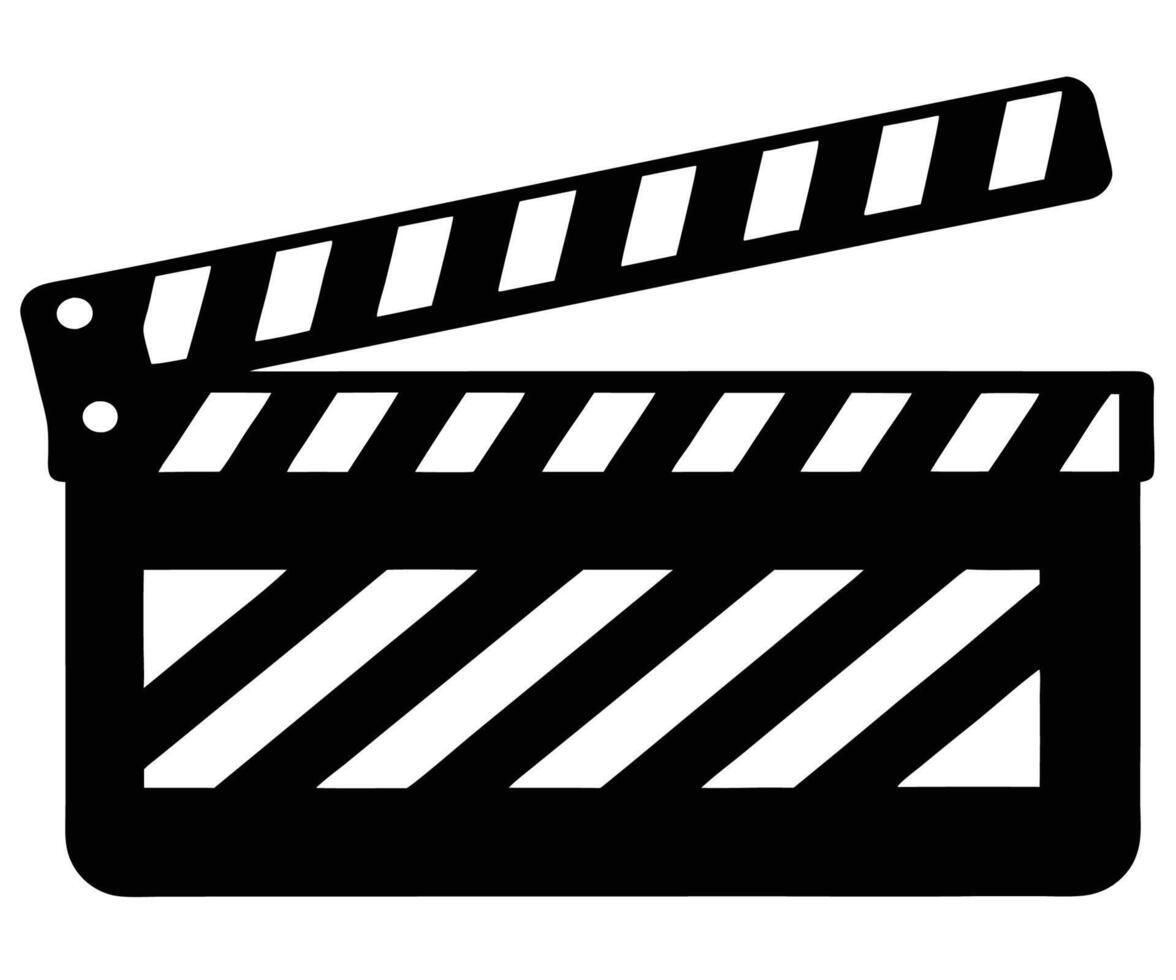 A black and white clapper board icon on a white background vector