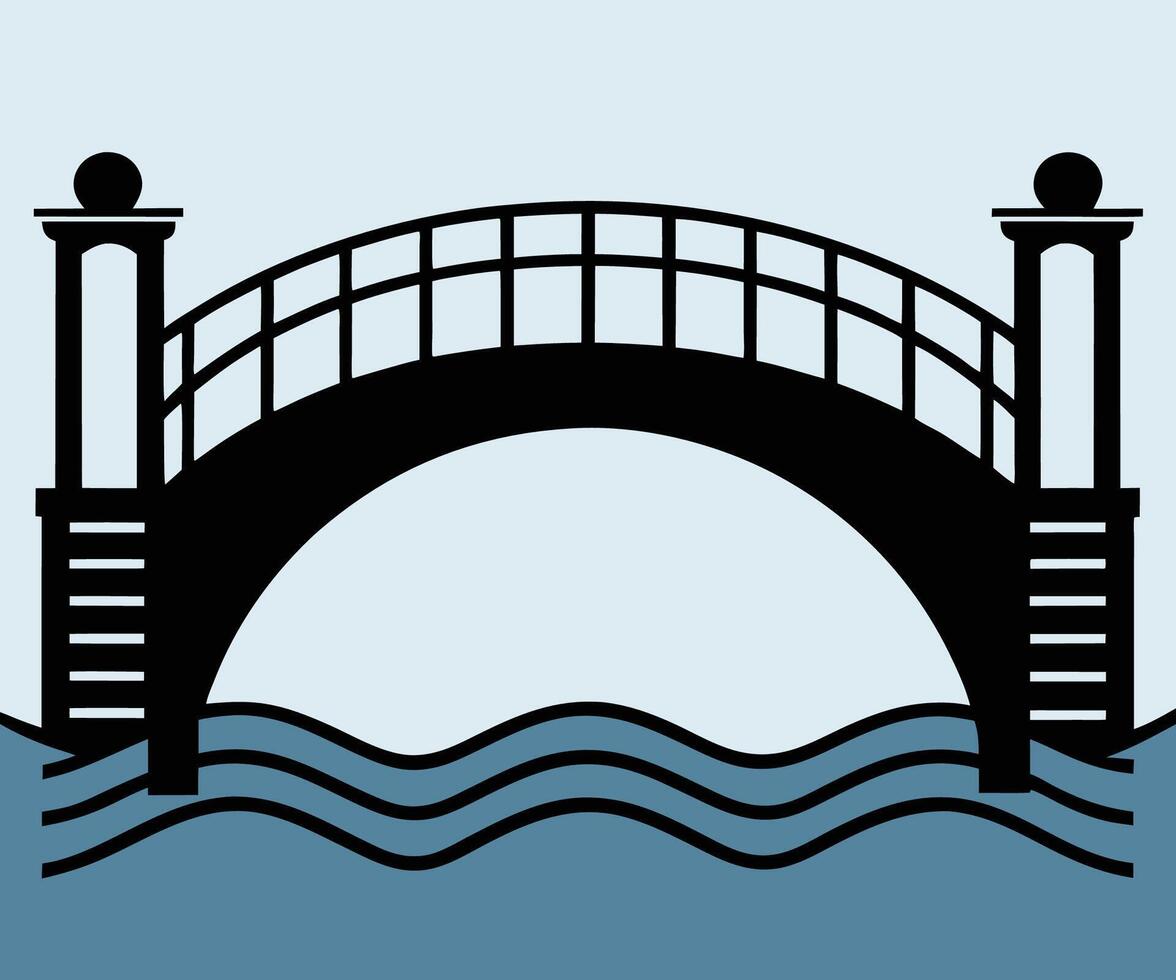 A bridge over the water with a tower in the middle vector