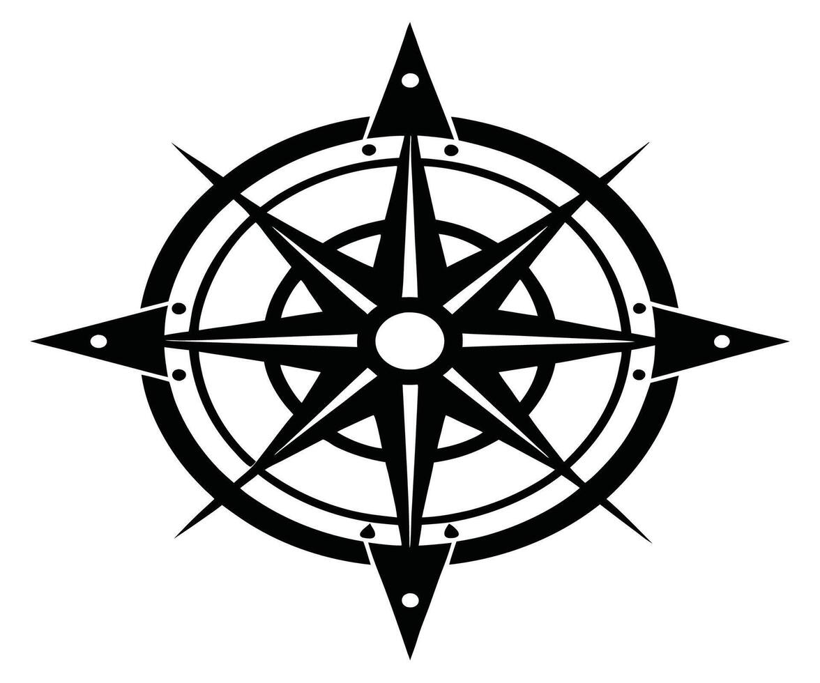 A black and white compass rose on a white background vector