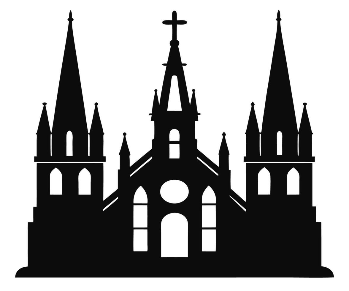 A black and white silhouette of a church vector