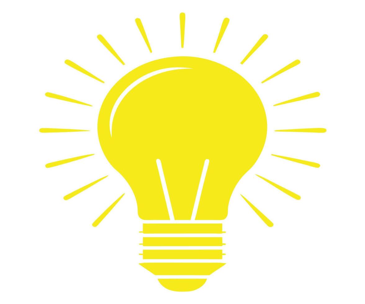 A yellow light bulb with rays coming out of it vector