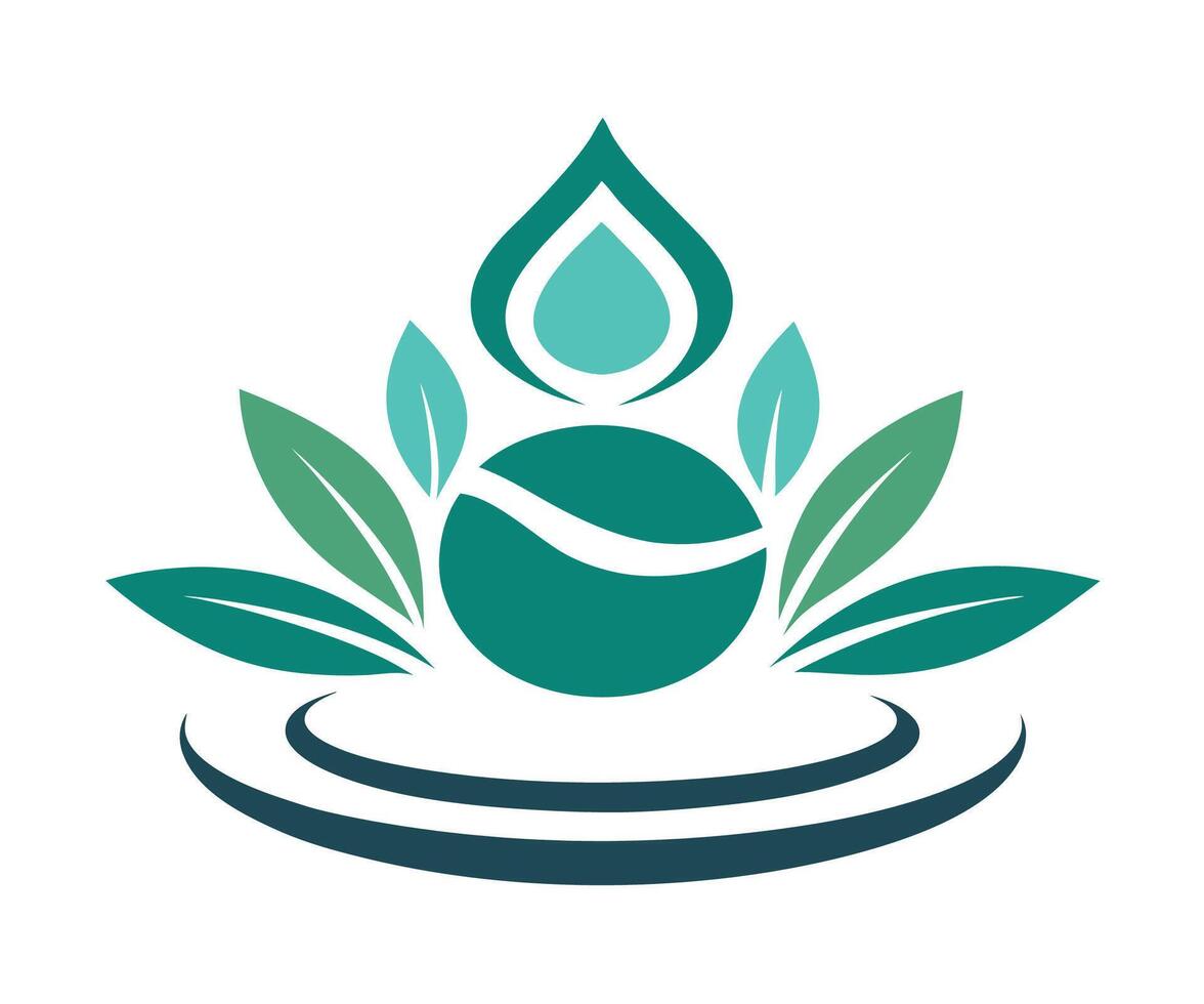 A logo for a spa with a green ball and leaves vector