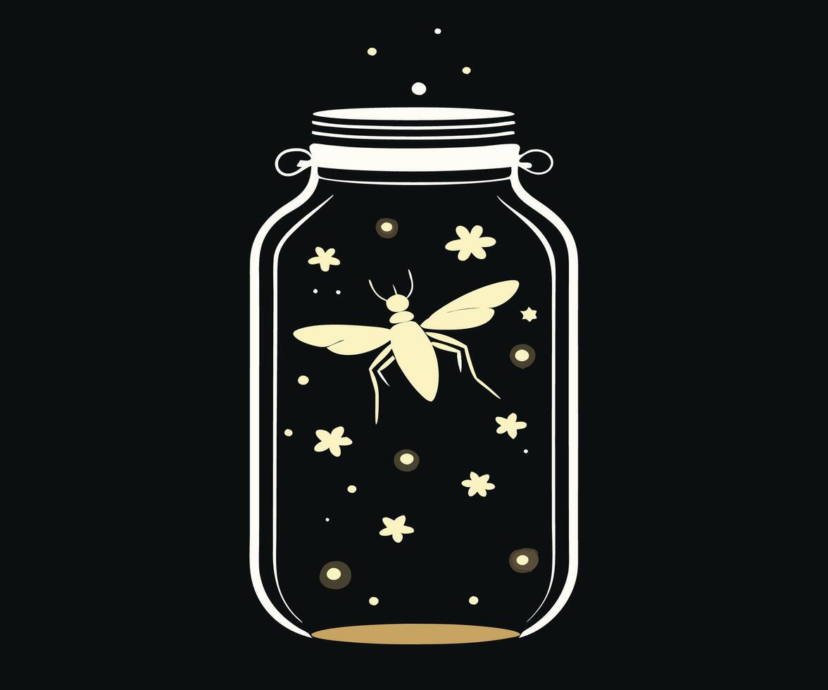 A jar with a bee inside and a black background vector