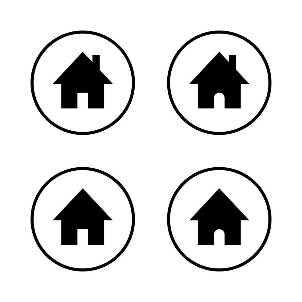 House, homepage icon set on circle line. Home page sign symbol vector