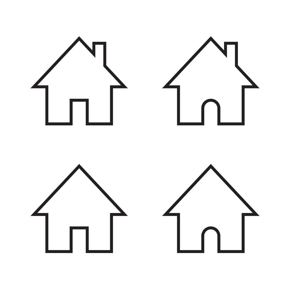 House, home icon set in outline style. Web homepage sign symbol. Editable stroke vector