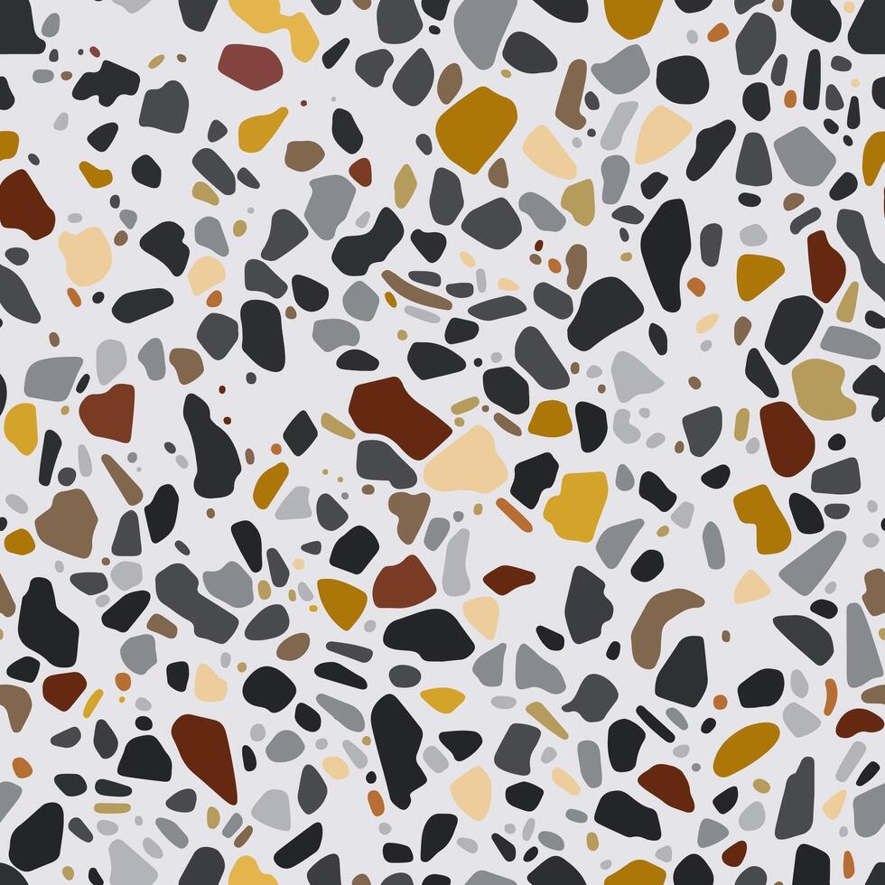 Seamless Terrazzo Floor Texture Pattern with Colourful Marble Pieces on Light Background vector