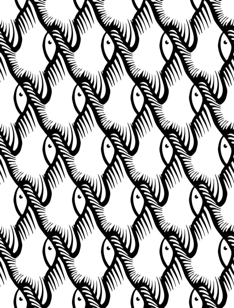 Escher Inspired Seamless Tessellation with Decorative Aquarium Fish vector