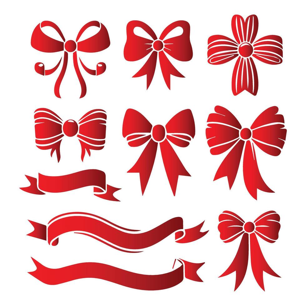 Red bows and ribbons vector