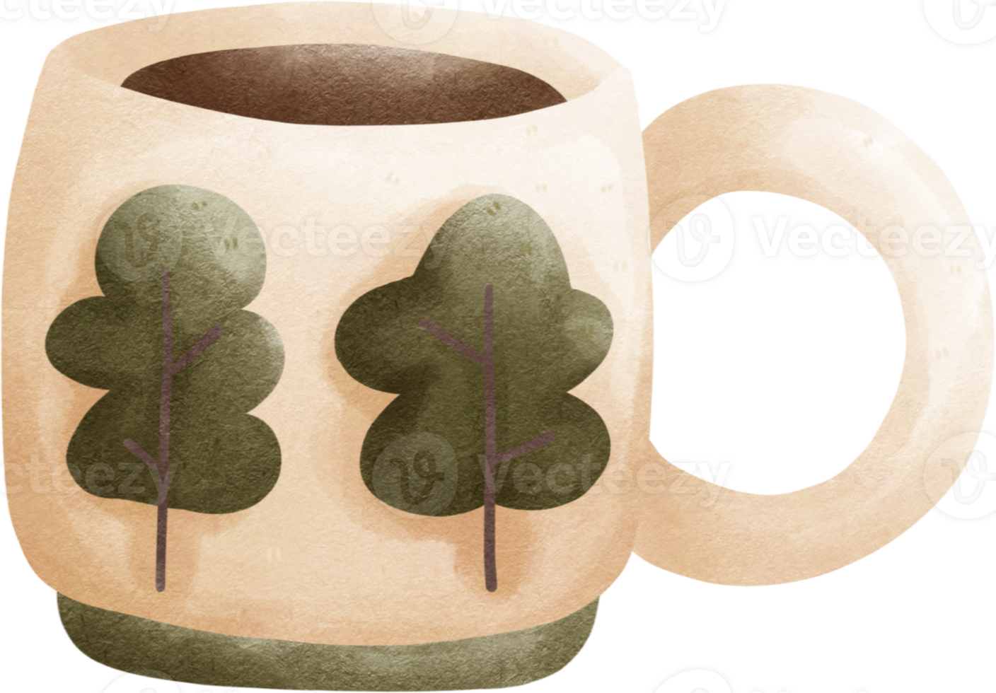 a coffee mug with two trees in it png