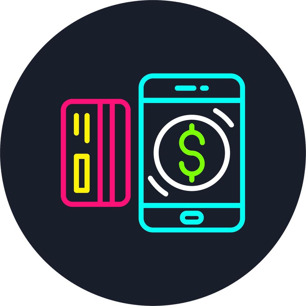 Mobile Money Line Multi Color Design vector
