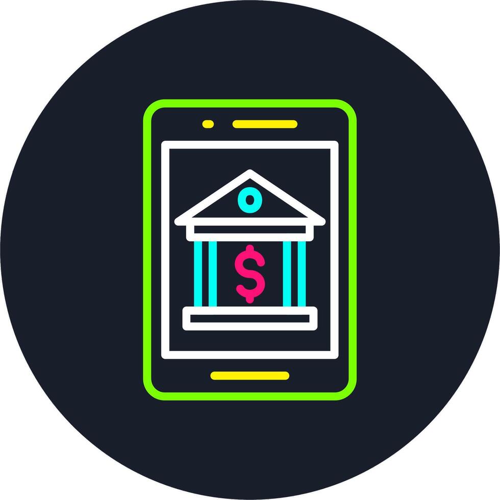 Mobile Banking Line Multi Color Design vector