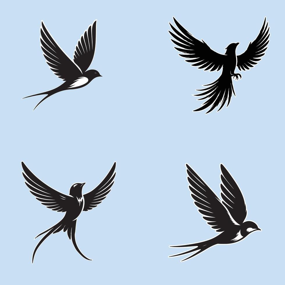 Flying Different types of bird collections on white background vector
