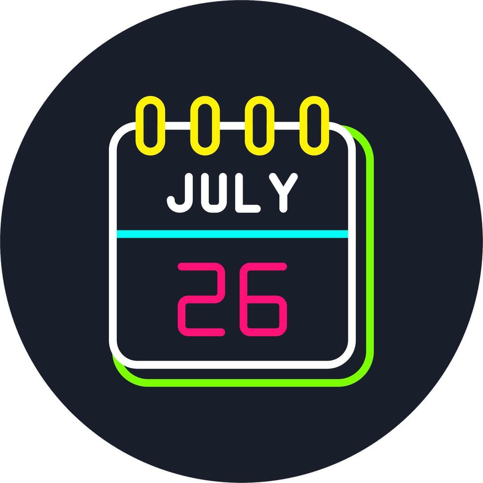 26 July Line Two Colour Icon Design vector