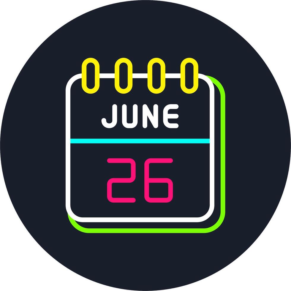 26 June Line Two Colour Icon Design vector