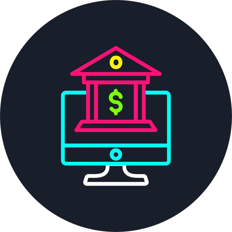 Mobile Banking Line Multi Color Design vector