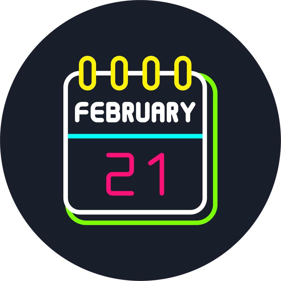 21 February Line Two Colour Icon Design vector