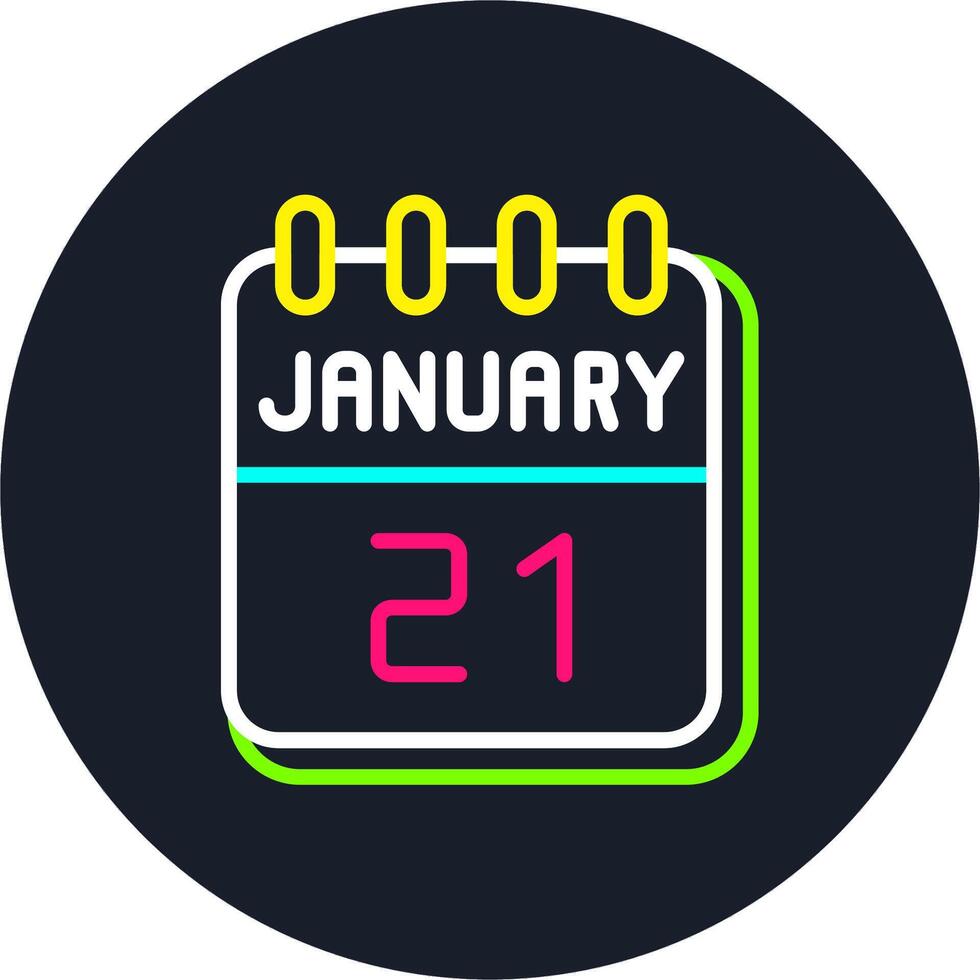 21 January Line Two Colour Icon Design vector