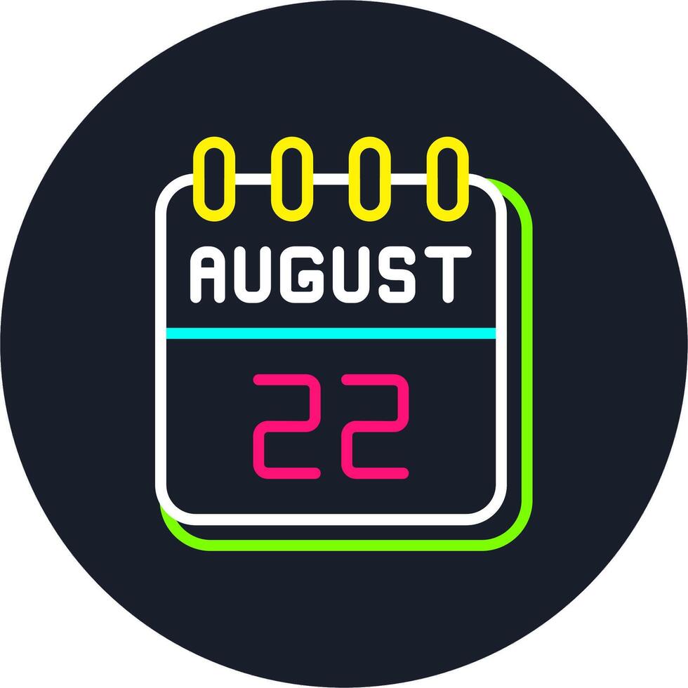 22 August Line Two Colour Icon Design vector