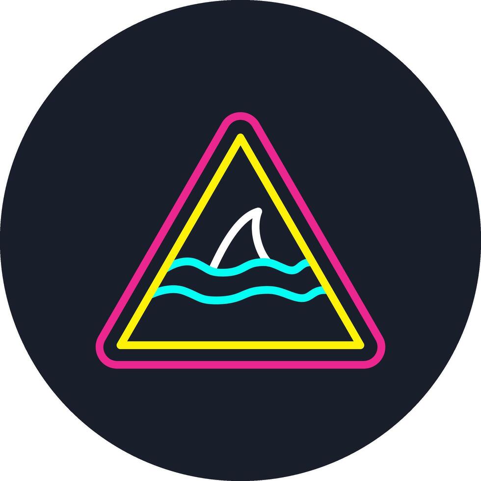 Shark Warning Line Multi Color Design vector