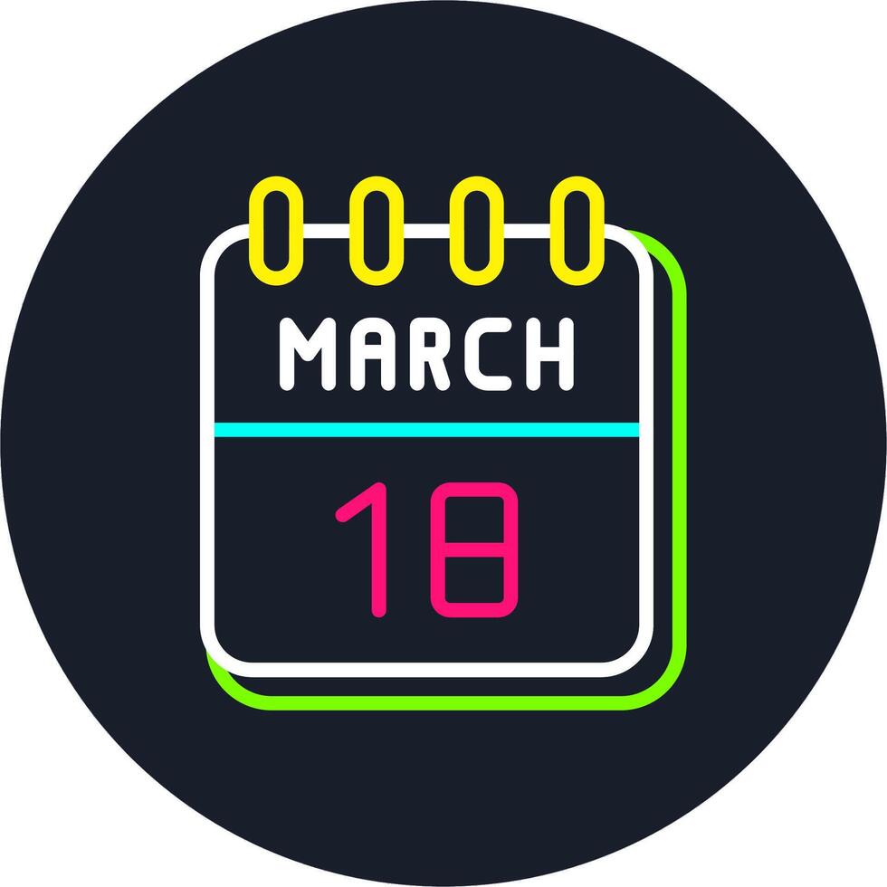 18 March Line Two Colour Icon Design vector