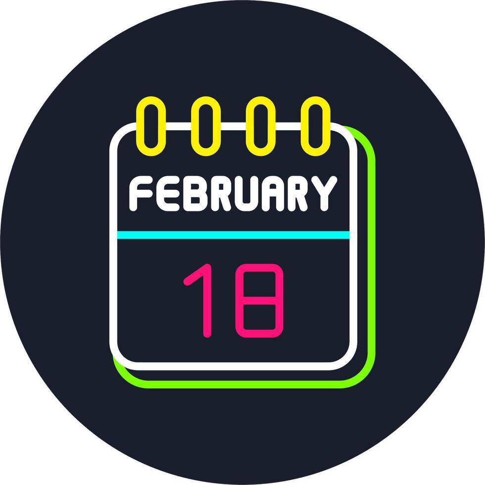 18 February Line Two Colour Icon Design vector