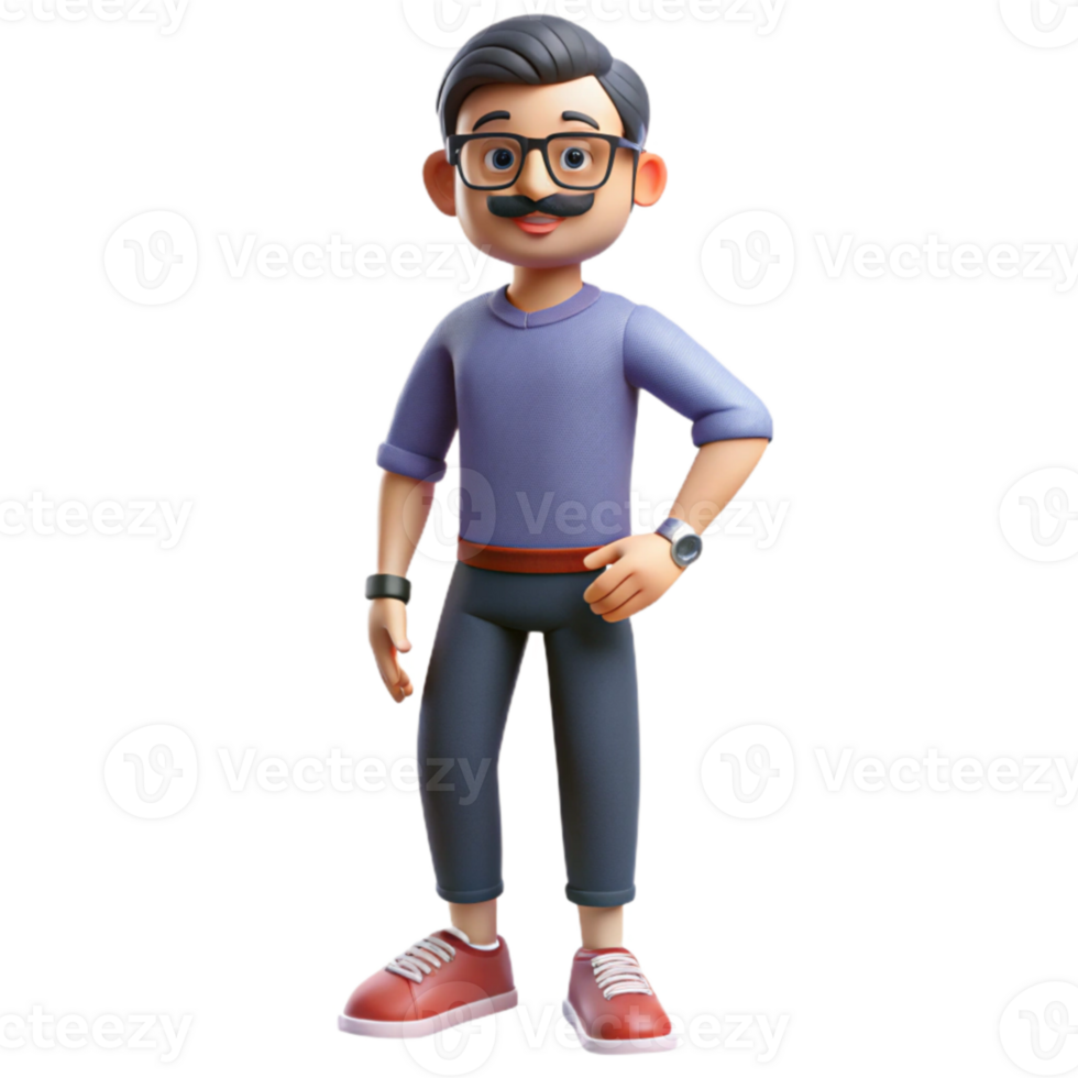 A man with glasses and a mustache standing png