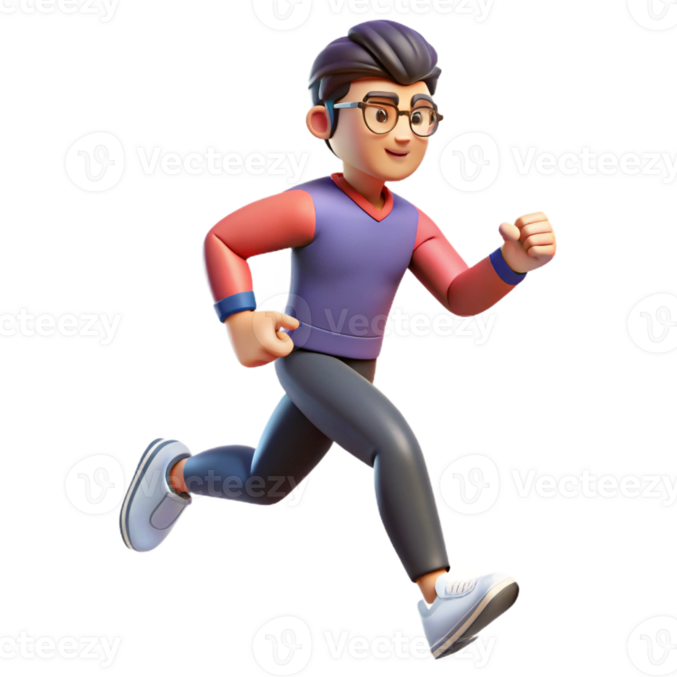 A cartoon man in glasses running png